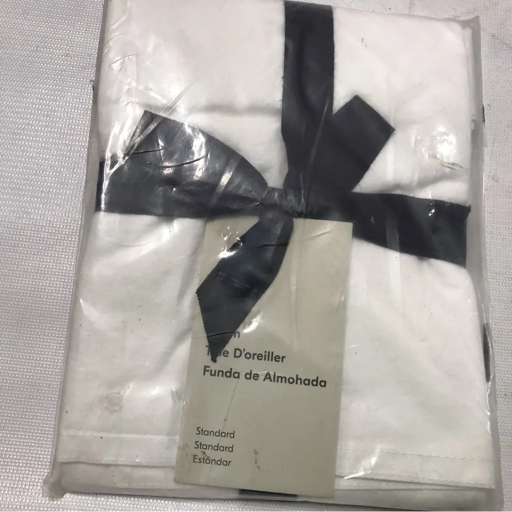West Elm Organic Washed Cotton Percale Standard Pillow Sham White New READ